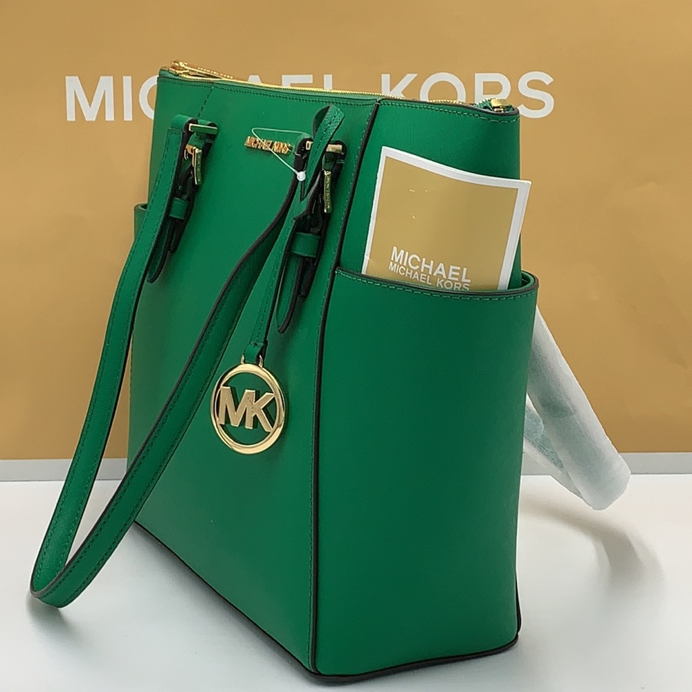 MICHAEL KORS CHARLOTTE LARGE TOP ZIP TOTE PALMETTO GREEN COLOR - Picture 12 of 16